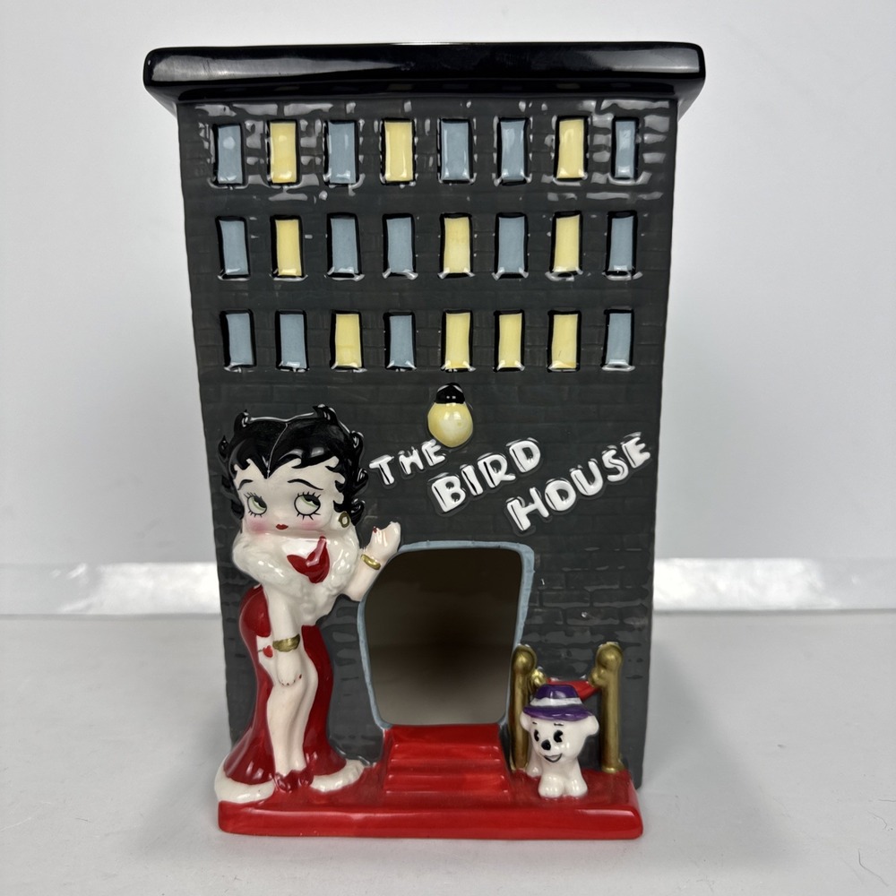 VTG 2006 Westland Betty Boop City Lights Birdhouse 20014 Black Red Ceramic 8.5"